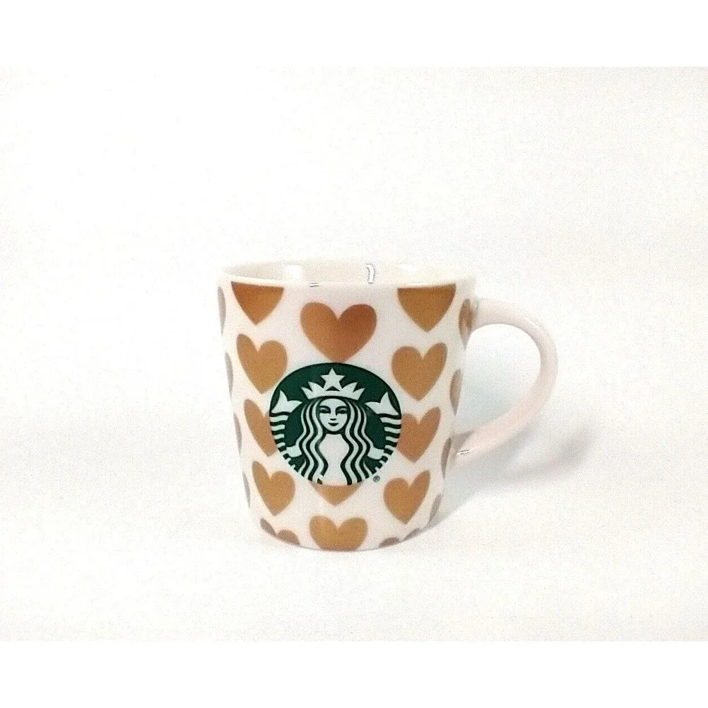 Starbucks Gold Hearts Espresso Shot Mini Coffee‎ Mug Cup Demitasse 3 oz. 2015